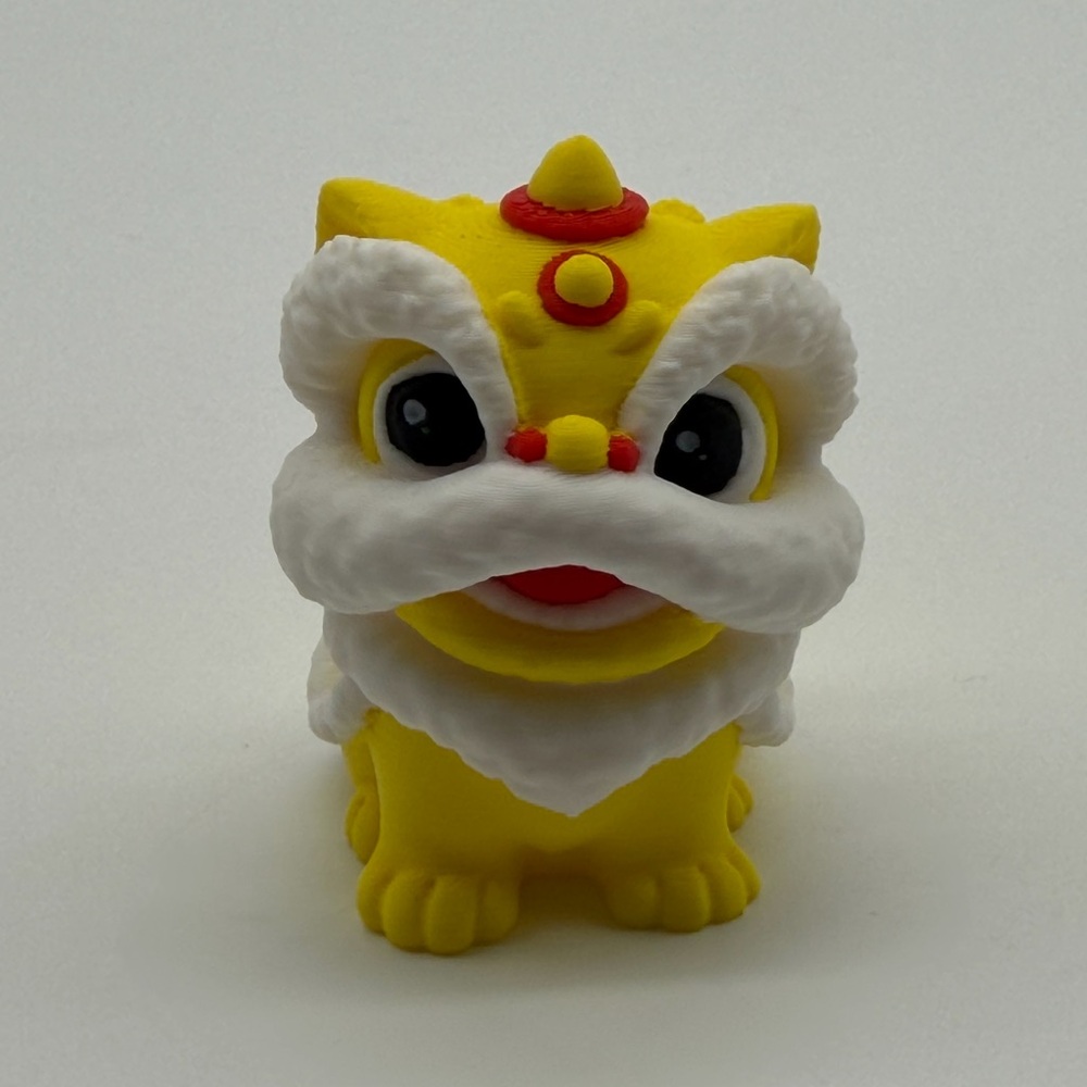 Chibi  Yellow Lion Dance Lunar Tet New Year 3D Printed Good Luck Charm